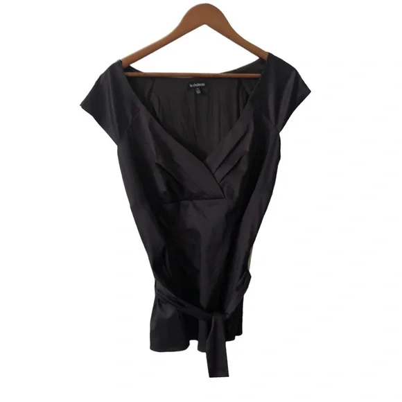 Vintage Le Chateau L v-neck sleeveless Top Empire Waist Charcoal Black - Picture 1 of 5